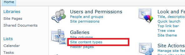 Site content types